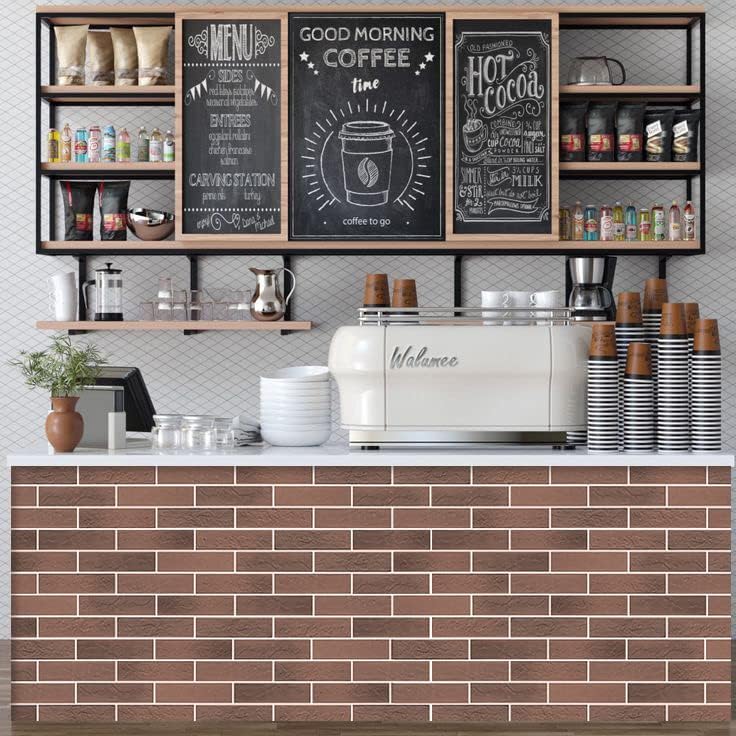 TORURAL Vintage Brown/Red Faux Brick Wall Tiles, 2 Pieces 3D Thin Brick Veneers - Image 2